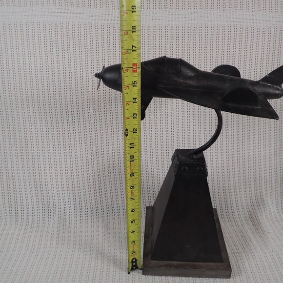 Vintage Folk Art Metal Airplane Model Decorative Sculpture - Picture 7 of 7